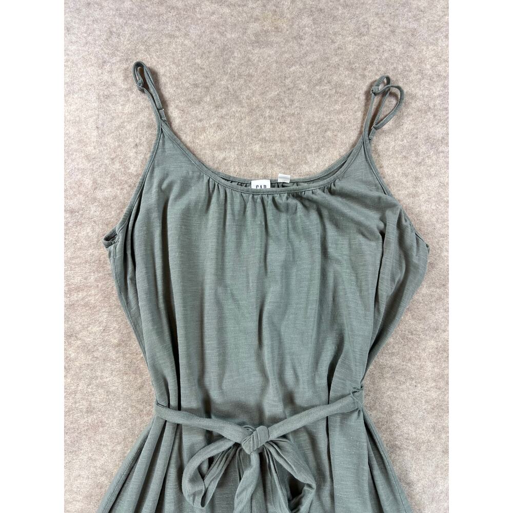 GAP Soft Slub Cami Belted Midi Dress Hi Lo Tweed Green Size Large - Picture 3 of 10